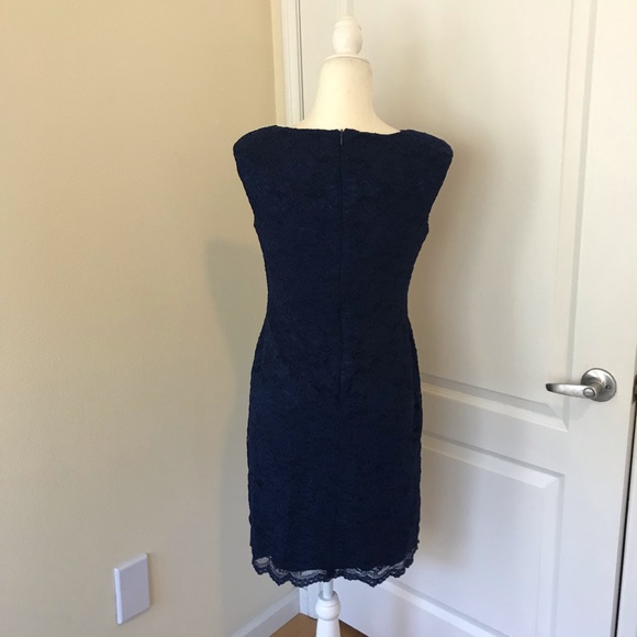 Ralph Lauren Navy Lace Sheath Dress Evening size 6 - Picture 3 of 7